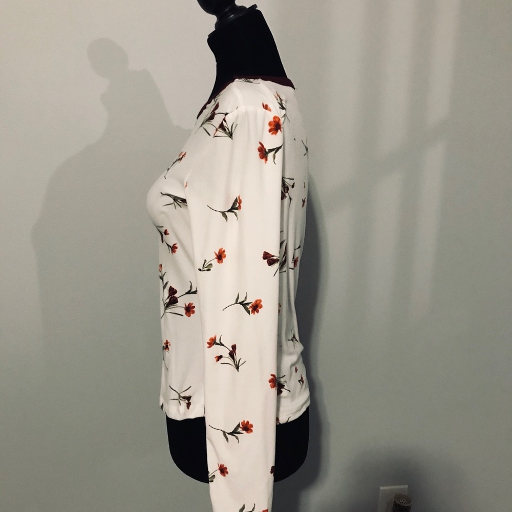 White Floral Long Sleeve Shirt - Picture 2 of 4